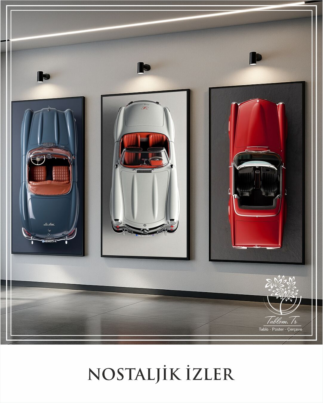 Dijital Baskılı Metal Çerçeveli Gerçek Camlı 3'lü Tablo - Nostaljik İzler