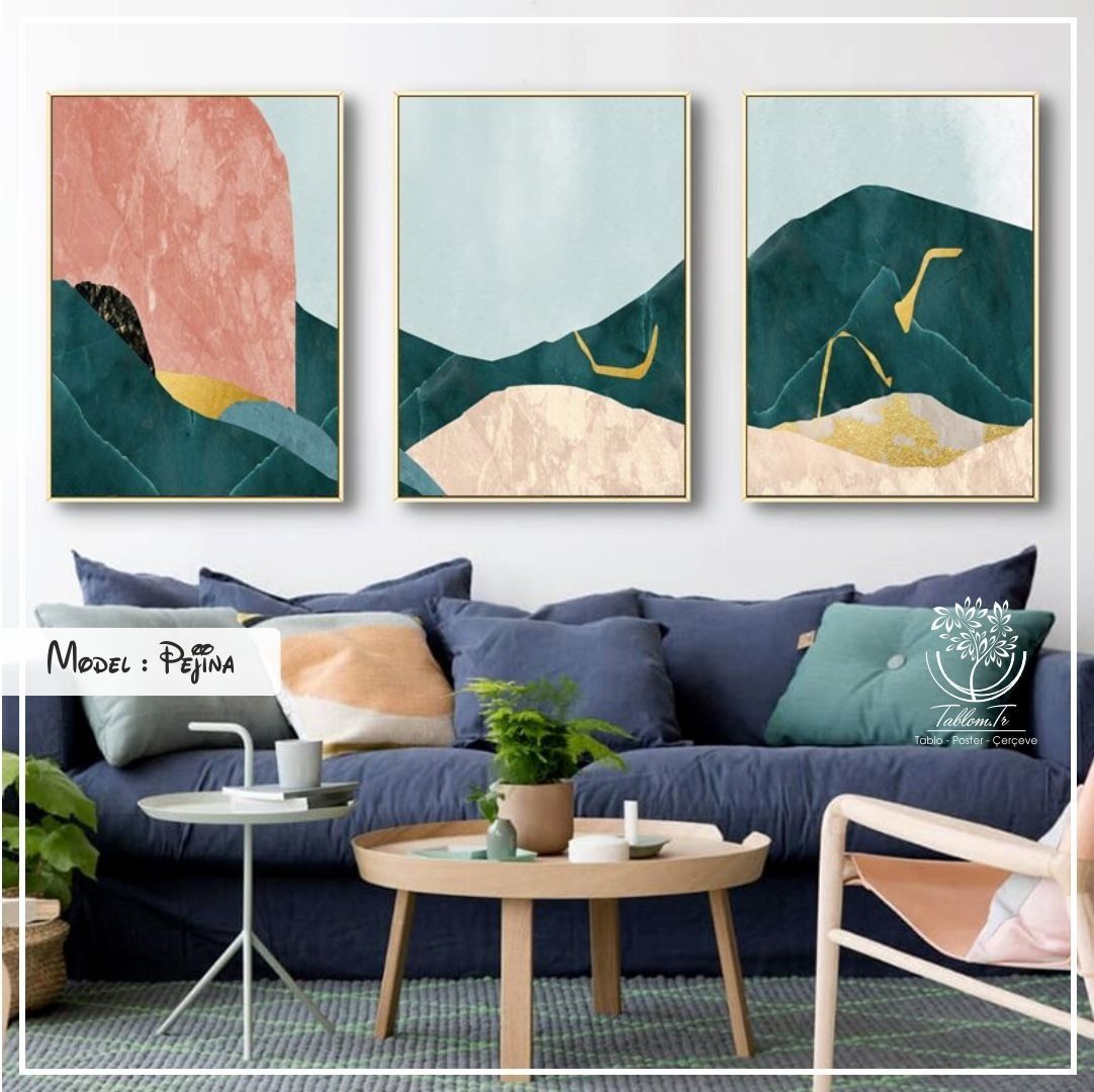 Pejina Üçlü Tablo Siyah - 70x100 CM