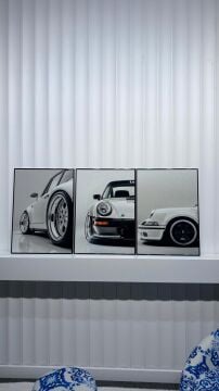 Dijital Baskılı Metal Çerçeveli Camlı Üçlü Dekoratif Tablo - Efsane 964