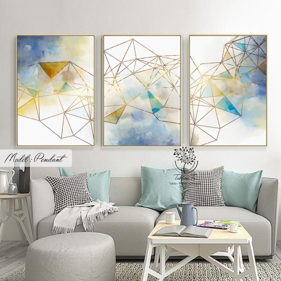 Pendant Üçlü Tablo Gold - 70x100 CM