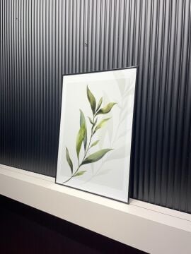 Metal Çerçeveli Camlı Botanika Tekli Dekoratif Tablo