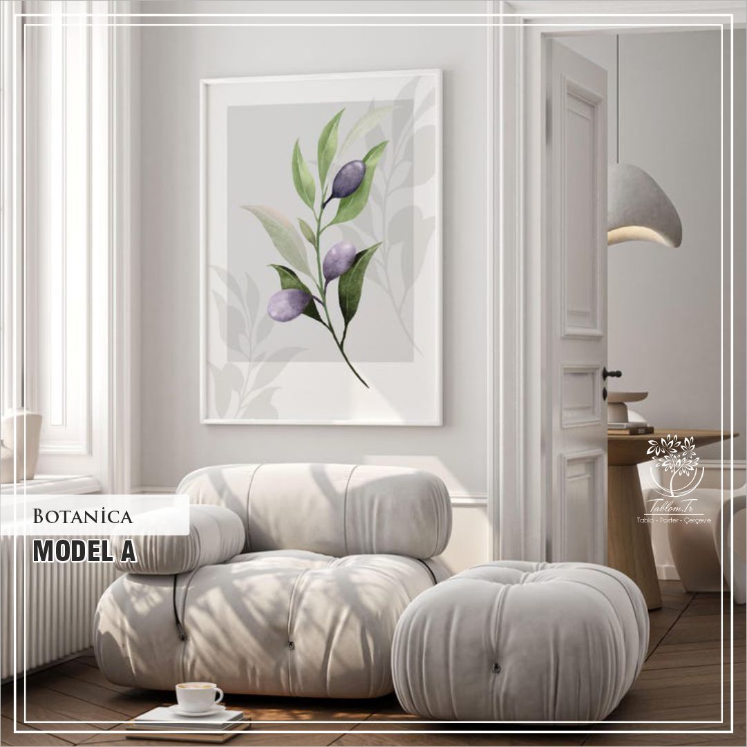 Metal Çerçeveli Camlı Botanica Tekli Dekoratif Tablo