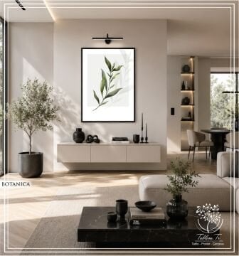 Metal Çerçeveli Camlı Botanika Tekli Dekoratif Tablo