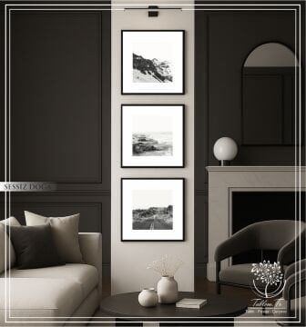 Metal Çerçeveli Camlı 3'lü Dekoratif Tablo Seti - Sessiz Doğa