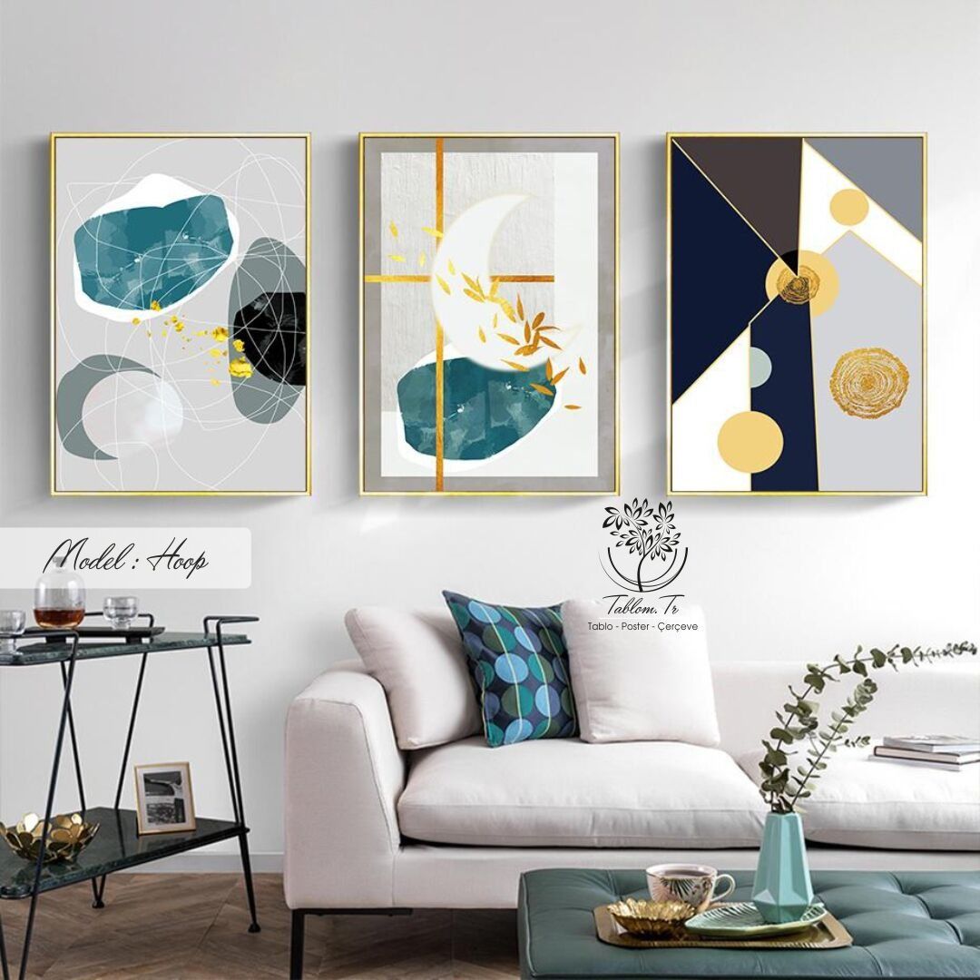 Hoop Üçlü Tablo Siyah - 70x100 CM