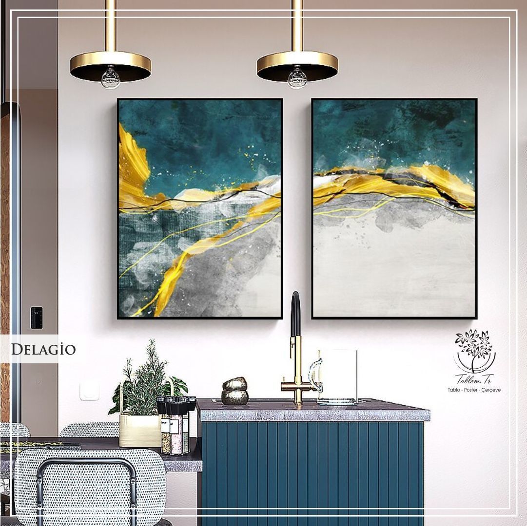 Delagio İkili Set Tablo Gümüş - 30x40 CM