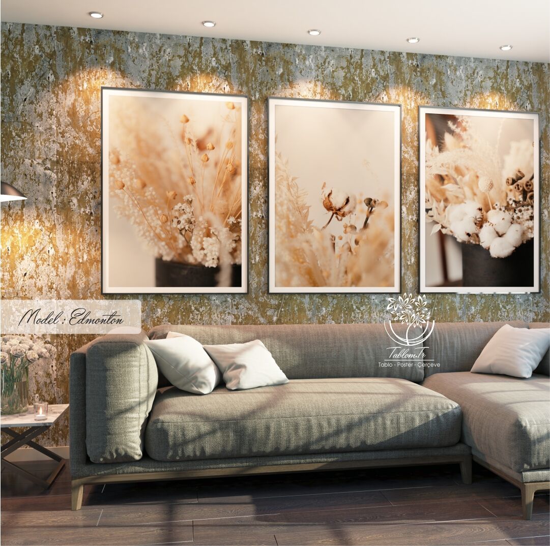 Edmonton Üçlü Tablo Gold - 40x50 CM