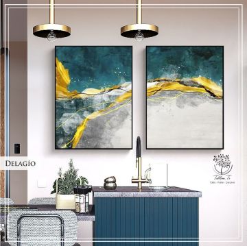 Delagio İkili Set Tablo Gold - 40x50 CM