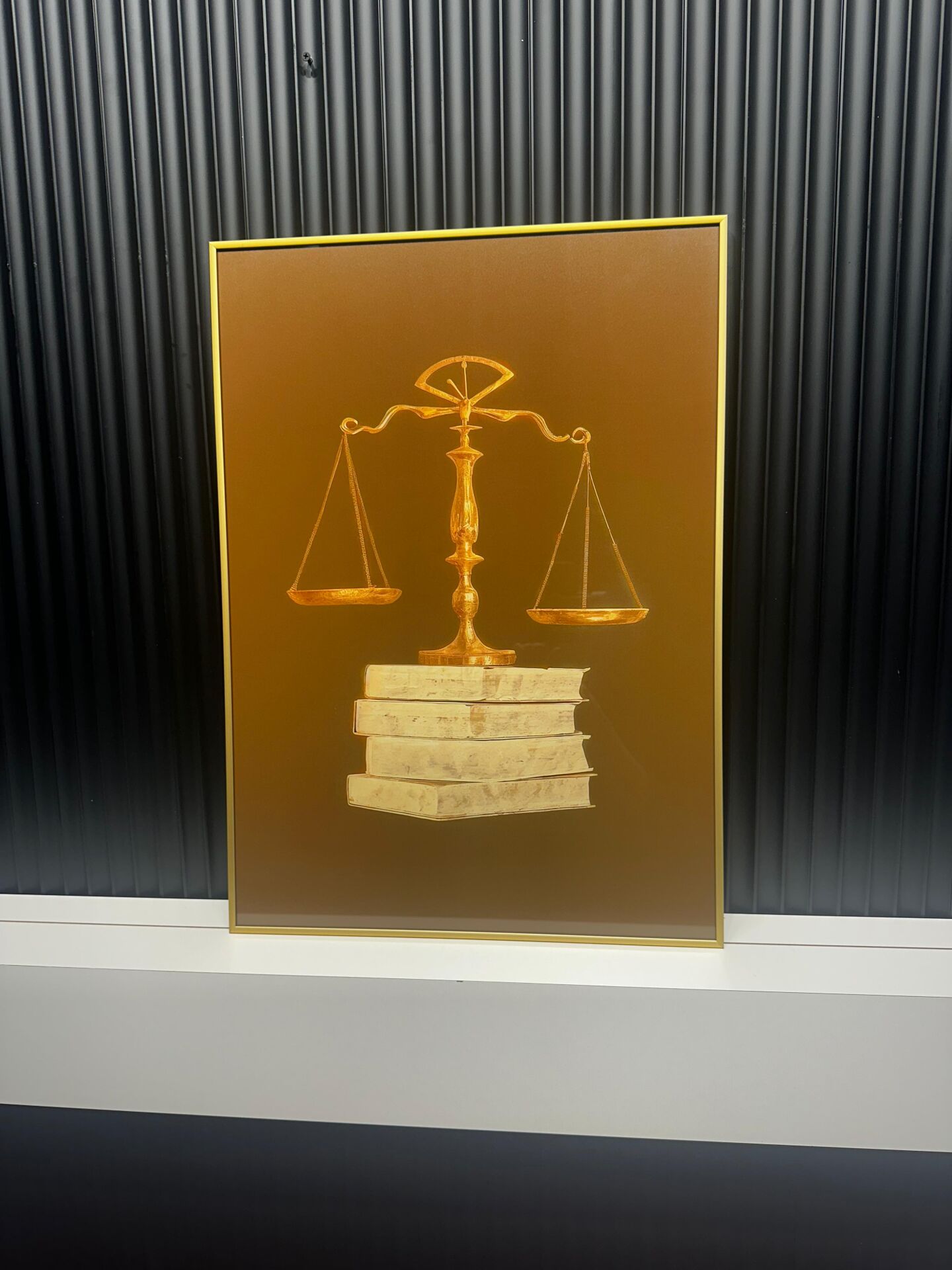Dijital Baskılı Metal Çerçeceli Camlı Tekli Tablo - Adalet Terazisi