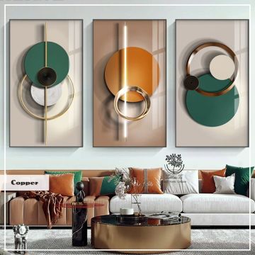 Copper Üçlü Tablo Siyah - 70x100 CM