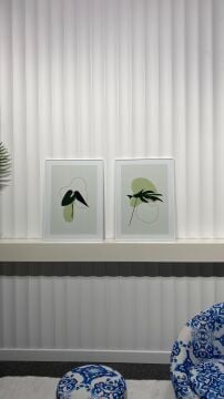 Dijital Baskılı Metal Çerçeveli Camlı İkili Dekoratif Tablo - Huzur Yaprakları