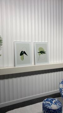 Dijital Baskılı Metal Çerçeveli Camlı İkili Dekoratif Tablo - Huzur Yaprakları