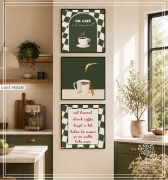 Metal Çerçeveli Gercek Camlı 3'lü Tablo - Cafe Verde