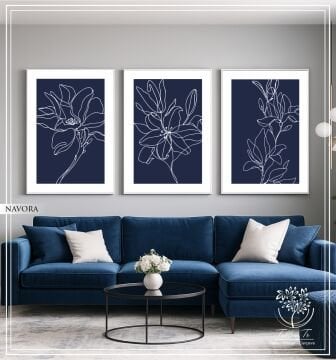 Dijital Baskılı Metal Çerçeveli Camlı Üçlü Dekoratif Tablo - Navora