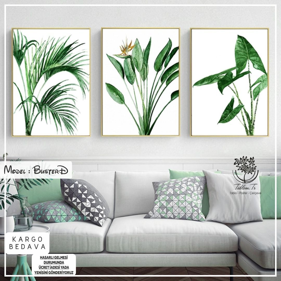 BusterD Üçlü Tablo Gümüş - 40x50 CM