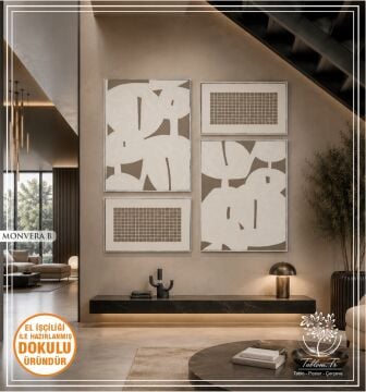 Monvera B | El İşçiliği Dokulu Tablo 4'lü Set ( İkili 50x90 / İkili 90x110 )