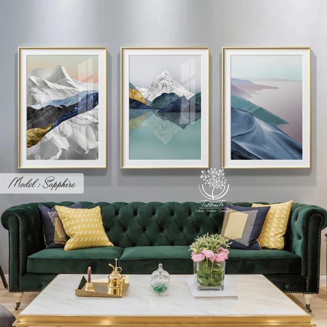 Sapphire Üçlü Tablo Gümüş - 70x100 CM