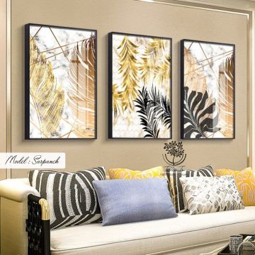 Sarpanch Üçlü Tablo Gold - 30x40 CM