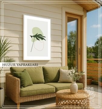 Dijital Baskılı Metal Çerçeceli Camlı Tekli Tablo -Huzur Yaprakları