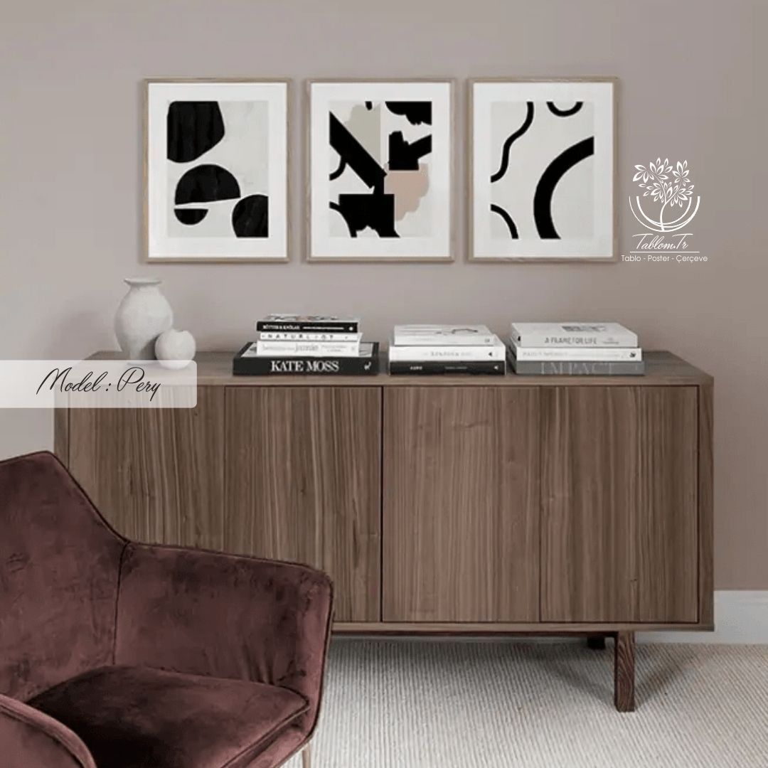 Pery Üçlü Tablo Gold - 70x100 CM