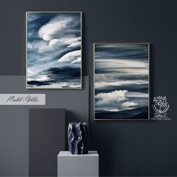 Dijital Baskılı Metal Çerçeveli Camlı İkili Dekoratif Tablo - Goldie