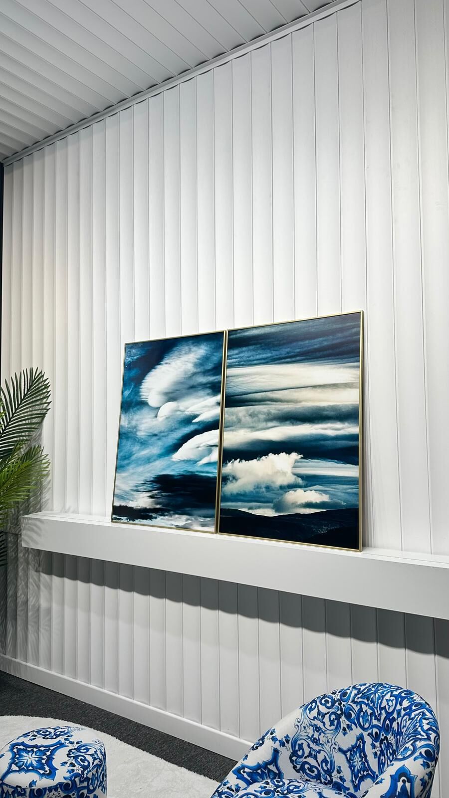 Dijital Baskılı Metal Çerçeveli Camlı İkili Dekoratif Tablo - Goldie