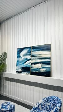 Dijital Baskılı Metal Çerçeveli Camlı İkili Dekoratif Tablo - Goldie