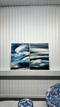 Dijital Baskılı Metal Çerçeveli Camlı İkili Dekoratif Tablo - Goldie