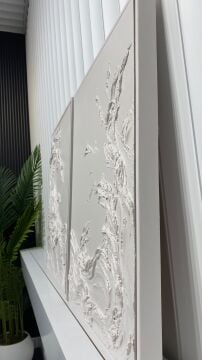 Metal Çerçeveli 3 Boyutlu Dokulu İkili Tablo - Ocean Whisper 50x70