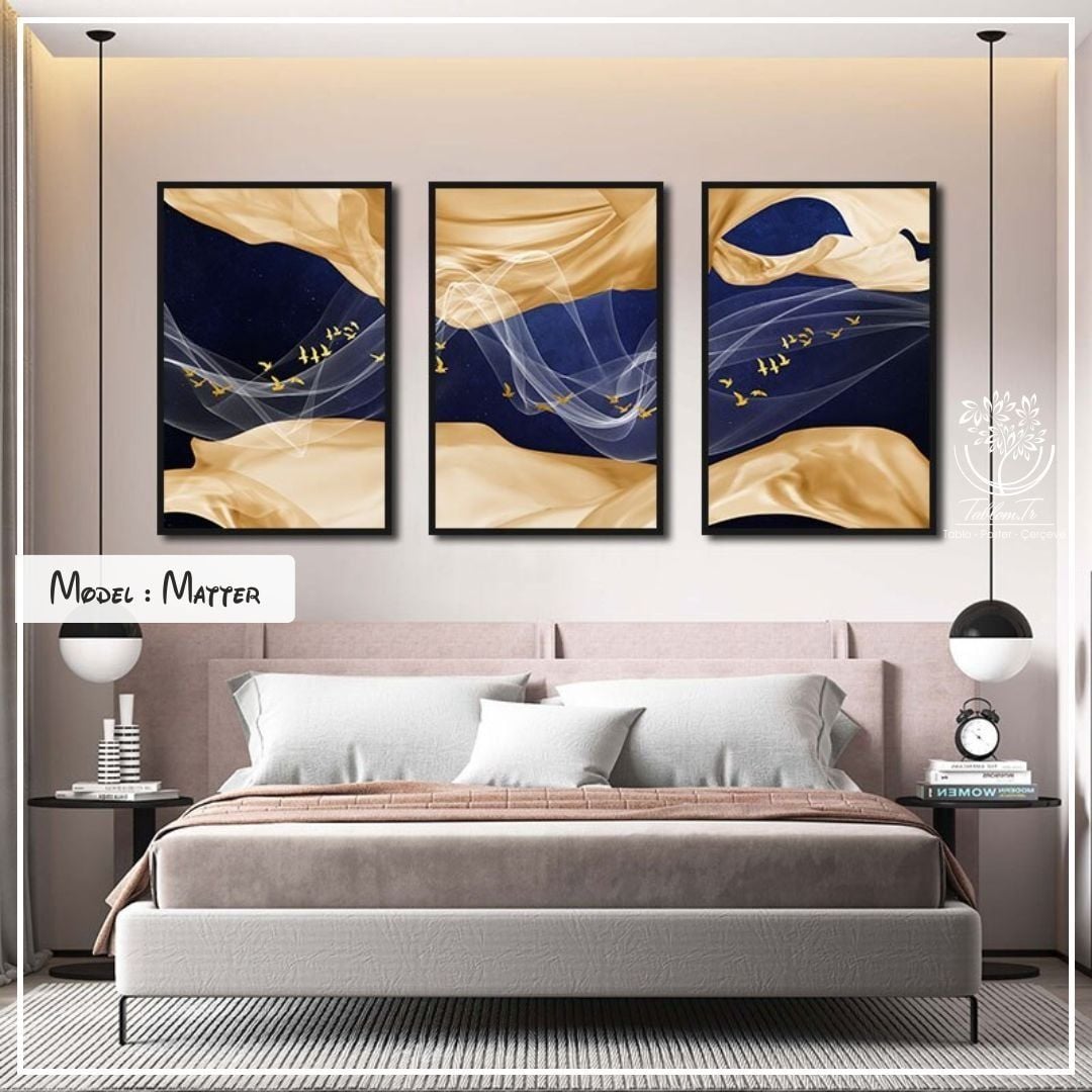 Matter Üçlü Tablo Gold - 70x100 CM