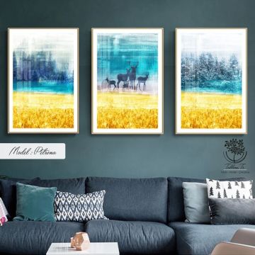 Petrona Üçlü Tablo Beyaz - 70x100 CM