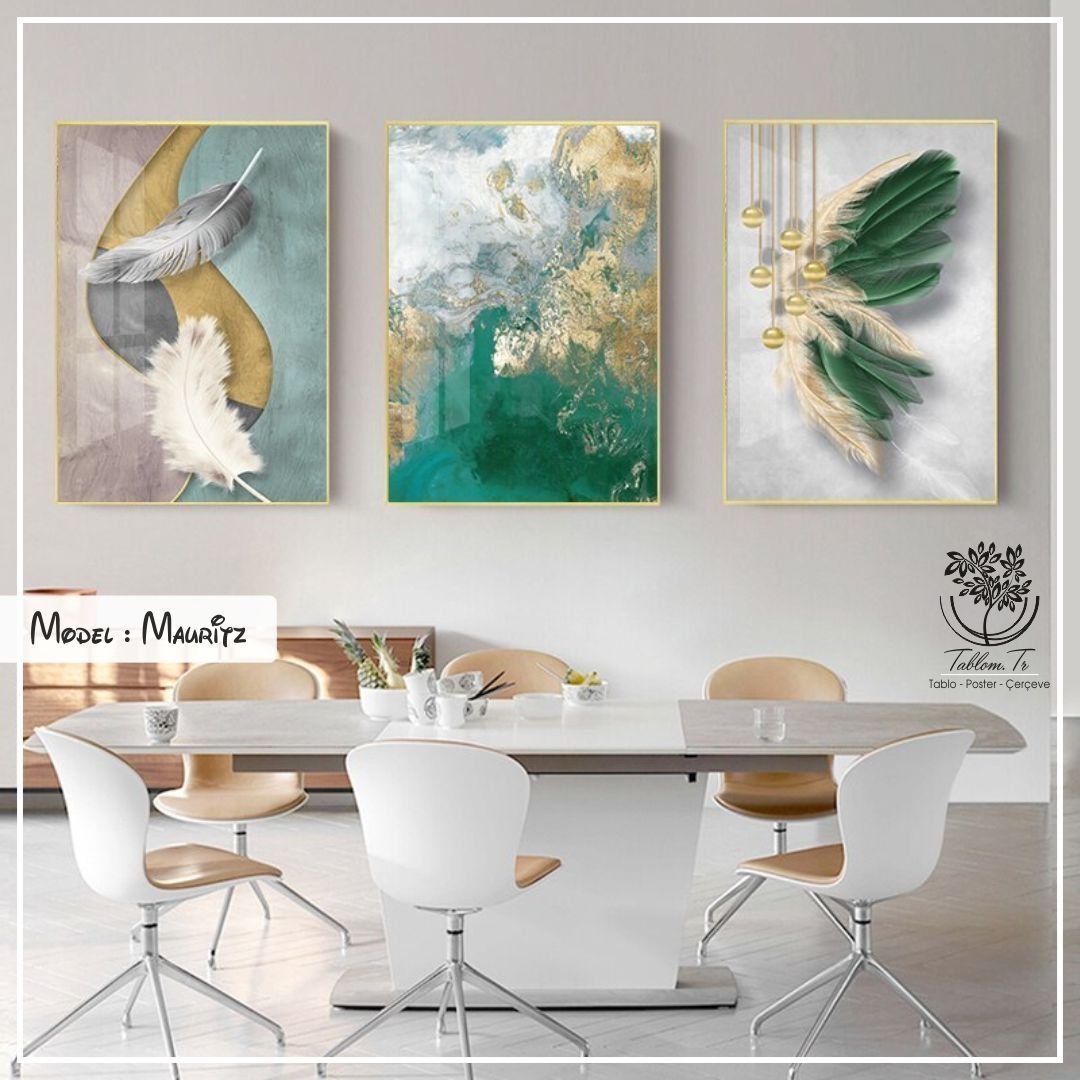 Mauritz Üçlü Tablo Gold - 40x50 CM