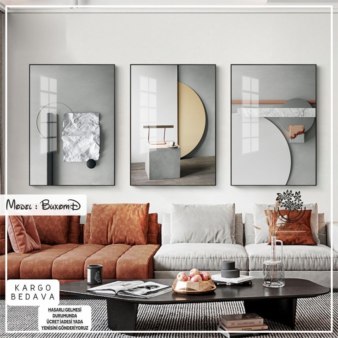 BuxomD Üçlü Tablo Gold - 50x70 CM
