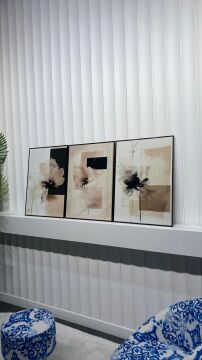 Dijital Baskılı Metal Çerçeveli Camlı 3'lü Dekoratif Tablo - Floreno