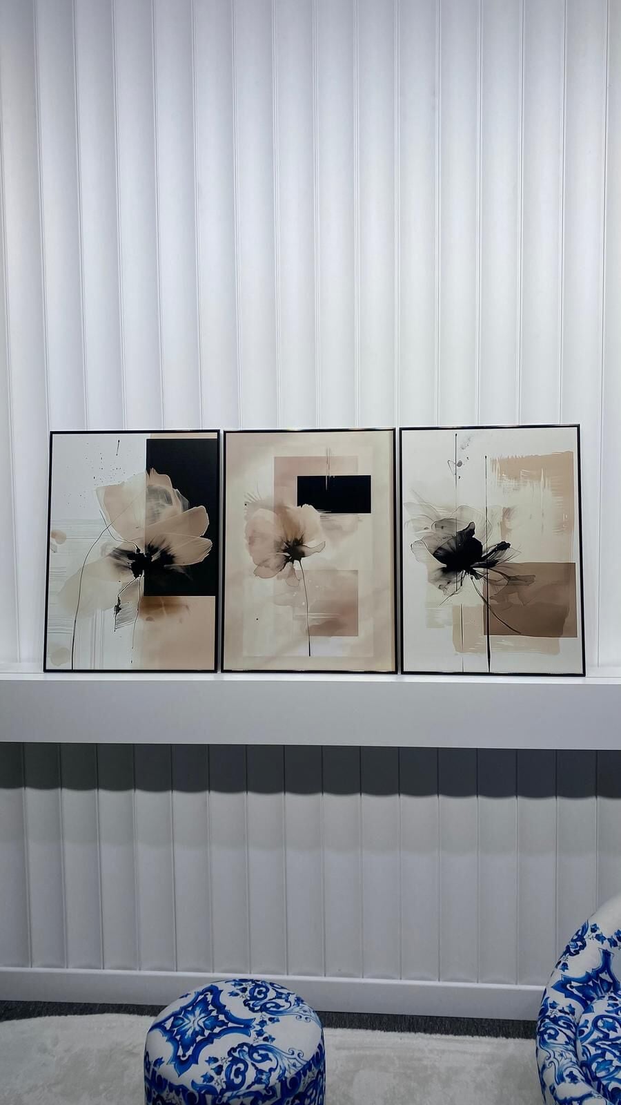 Dijital Baskılı Metal Çerçeveli Camlı 3'lü Dekoratif Tablo - Floreno