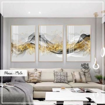 Titlin Üçlü Tablo Gold - 50x70 CM