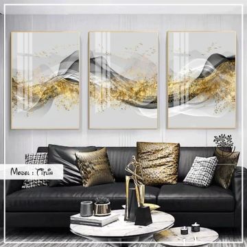 Titlin Üçlü Tablo Gold - 50x70 CM