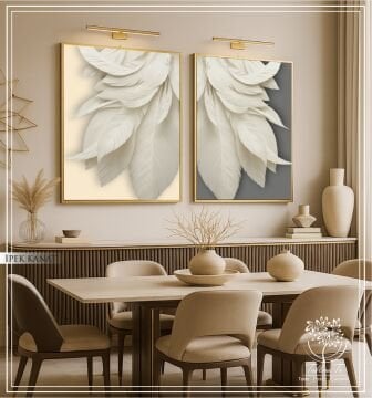 Dijital Baskılı Metal Çerçeveli Camlı İkili Dekoratif Tablo - İpek Kanat