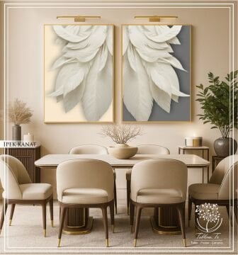 Dijital Baskılı Metal Çerçeveli Camlı İkili Dekoratif Tablo - İpek Kanat