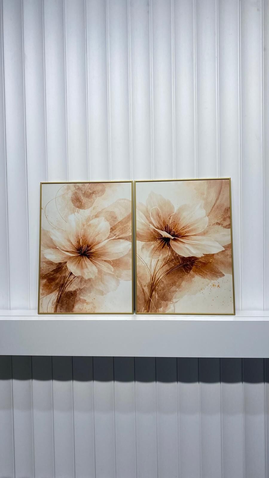 Dijital Baskılı Metal Çerçeveli Camlı İkili Dekoratif Tablo - İnci Çiçeği