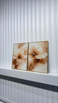 Dijital Baskılı Metal Çerçeveli Camlı İkili Dekoratif Tablo - İnci Çiçeği