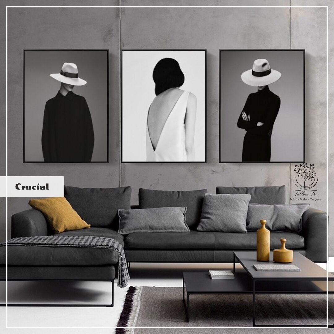 Crucial Üçlü Tablo Beyaz - 50x70 CM