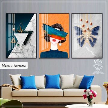 Insforgen Üçlü Tablo Gold - 40x50 CM