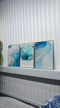 Dijital Baskılı Metal Çerçeveli Camlı Üçlü Dekoratif Tablo - Jakob