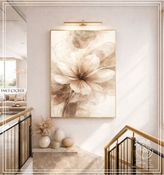 Dijital Baskılı Metal Çerçeveli Camlı Tekli Tablo - İnci Çiçeği