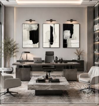 Dijital Baskılı Metal Çerçeveli Camlı Üçlü Dekoratif Tablo - Creston