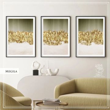 Megila Üçlü Set Tablo Gümüş - 21x30 CM