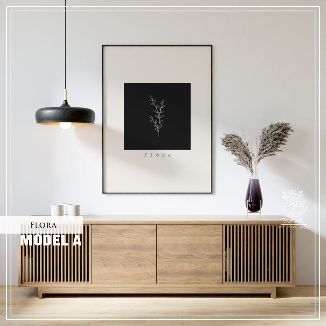 Metal Çerçeveli Camlı Flora Tekli Dekoratif Tablo
