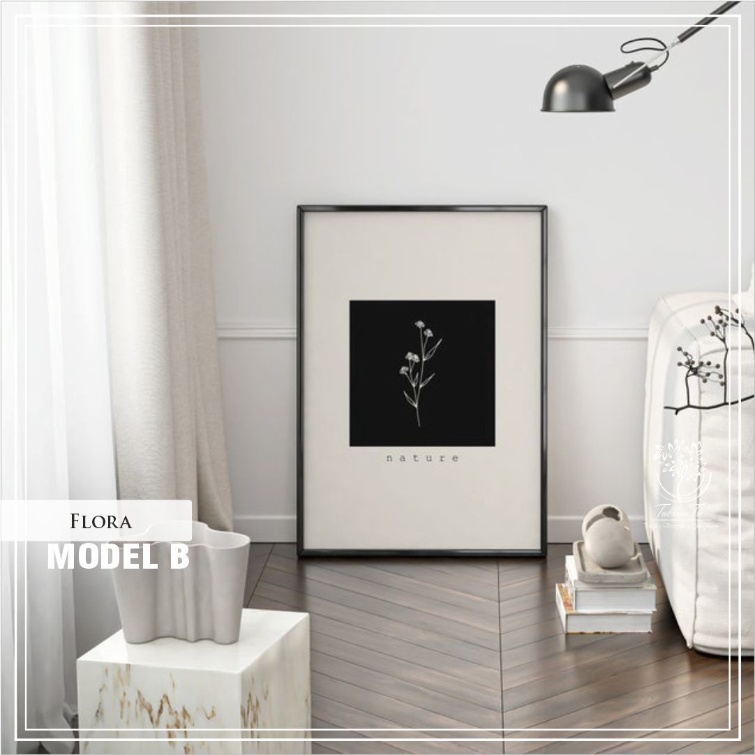 Metal Çerçeveli Camlı Flora Tekli Dekoratif Tablo