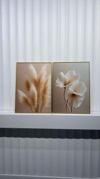 Dijital Baskılı Metal Çerçeveli Camlı İkili Dekoratif Tablo - Bohem Zerafet Model-B